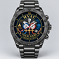 Black HVAC heritage-dial watch with fan, manifold gauges and YOUR NAME preview