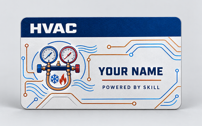 Standalone HVAC signature stripe aluminum wallet card front