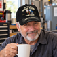 Personalized Grumpy Old HVAC Tech Baseball Cap worn by an adult HVAC technician during a break