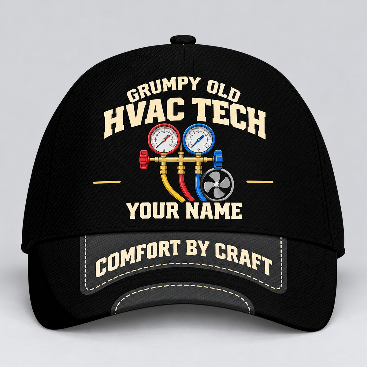 Personalized Grumpy Old HVAC Tech Baseball Cap standalone product view