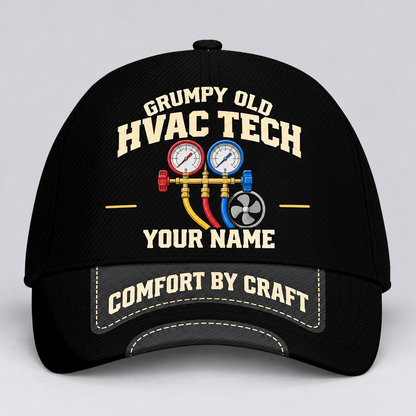 Personalized Grumpy Old HVAC Tech Baseball Cap standalone product view