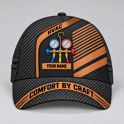 Personalized HVAC Diagonal Workshop Baseball Cap standalone product view