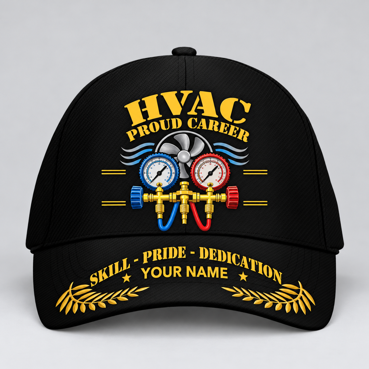 Personalized HVAC Proud Career Baseball Cap standalone product view