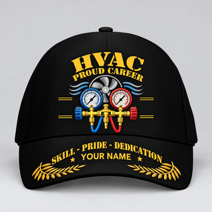 Personalized HVAC Proud Career Baseball Cap standalone product view