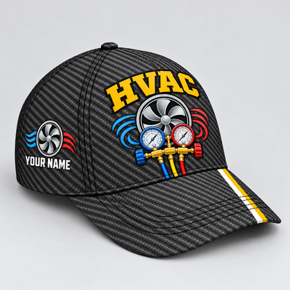 Personalized HVAC Carbon Stripe Baseball Cap standalone product view