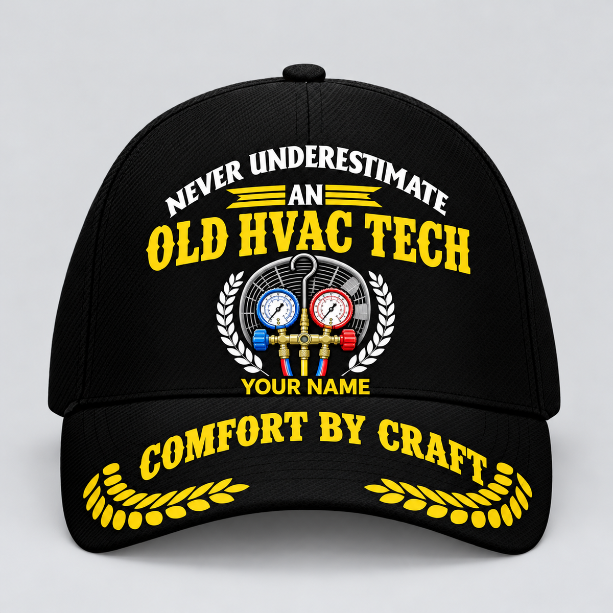 Personalized HVAC Never Underestimate Baseball Cap standalone product view