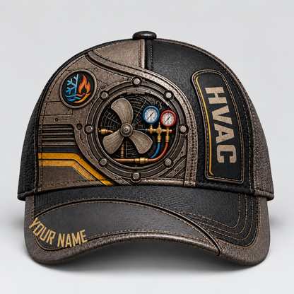 Personalized HVAC Industrial Steel Baseball Cap standalone product view