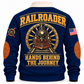 Personalized Railroader Hands Behind the Journey Sports Sweatshirt — navy standalone back artwork detail