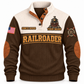Personalized Railroader Hands Behind the Journey Sports Sweatshirt — brown standalone front with YOUR NAME and SINCE 2000 preview