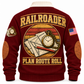 Personalized Railroader Plan Route Roll Sports Sweatshirt — jujube red standalone back artwork detail