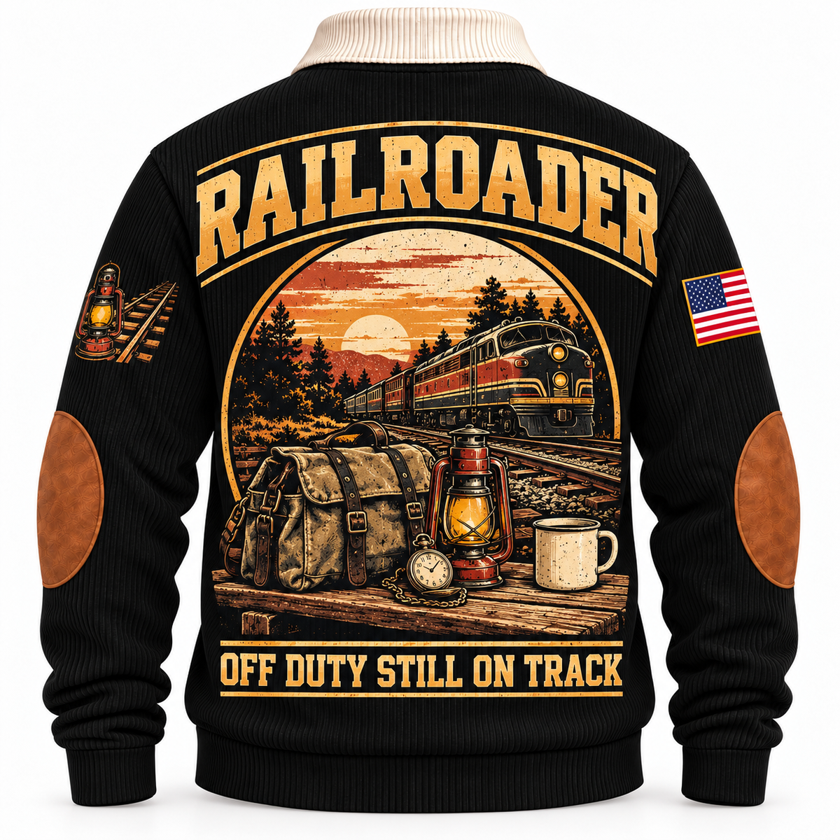 Personalized Railroader Shift Finished Sports Sweatshirt — black standalone back artwork detail