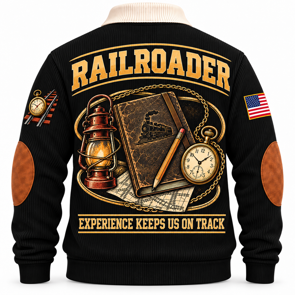 Personalized Railroader Knowledge Carried Forward Sports Sweatshirt — black standalone back artwork detail