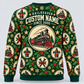 Railroader Holiday Repeat crewneck back with large locomotive medallion and name/year placeholders