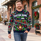 Adult walking on a pedestrian path outside a heritage depot wearing Railroader Holiday Rail Mix crewneck