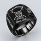 Black Railroader Classic Emblem Name and Year ring with railway wheel, crossed spikes and track artwork and illustrative CUSTOM NAME and SINCE 2000