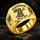 Gold Railroader Heritage Emblem ring with illustrative CUSTOM NAME and SINCE 2000 artwork