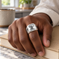 Silver Railroader Heritage Emblem ring worn in a safe off-duty setting