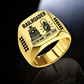 Gold Railroader Twin Icons ring with illustrative CUSTOM NAME and SINCE 2000 artwork