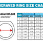 Ring size chart: sizes 7 to 13 with inner diameters in millimeters