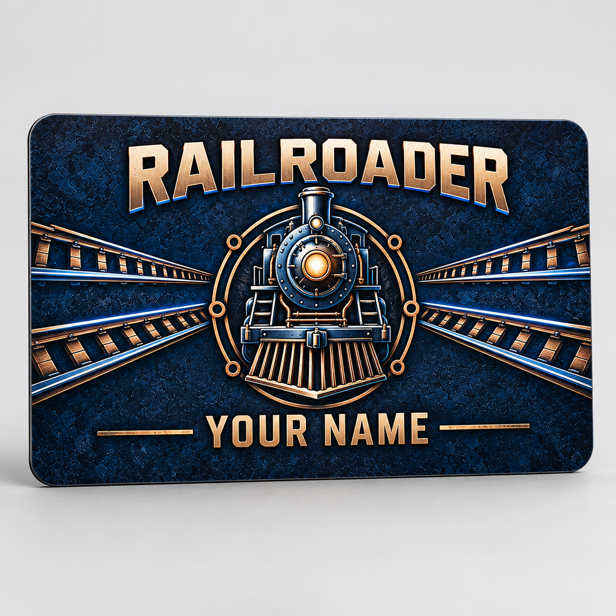 Personalized Railroader Aluminum Wallet Card - Craft Camo - dark-navy standalone product view
