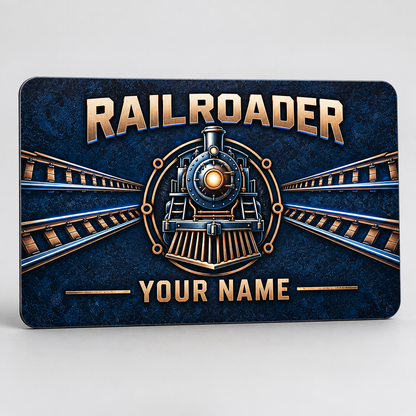 Personalized Railroader Aluminum Wallet Card - Craft Camo - dark-navy standalone product view