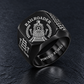 Black Railroader Classic Emblem ring with locomotive, track and railroad-spike artwork and illustrative YOUR NAME and POWERED BY SKILL