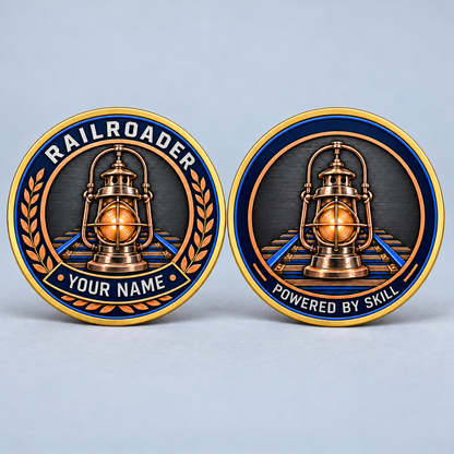 Personalized Railroader Challenge Coin - Legacy Laurel - gold standalone product view