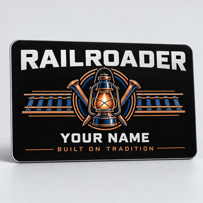 Personalized Railroader Aluminum Wallet Card - Midnight Pride - black standalone product view