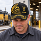 Personalized Railroader Asymmetric Gold Baseball Cap - black-gold lifestyle hero