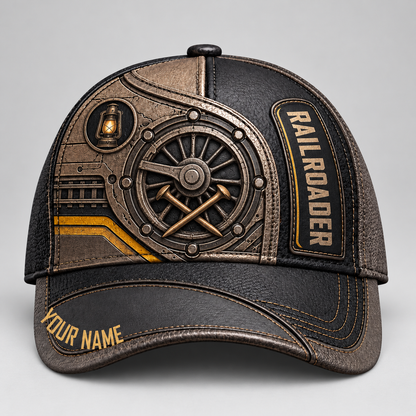 Personalized Railroader Industrial Steel Baseball Cap - steel-bronze standalone product view