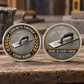 Personalized concrete finisher challenge coin with legacy laurel occupational artwork.