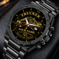 Personalized Trucker Stainless Steel Watch - Heritage Dial - Black