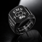 Personalized EMS Engraved Signet Ring - Classic Emblem - Black