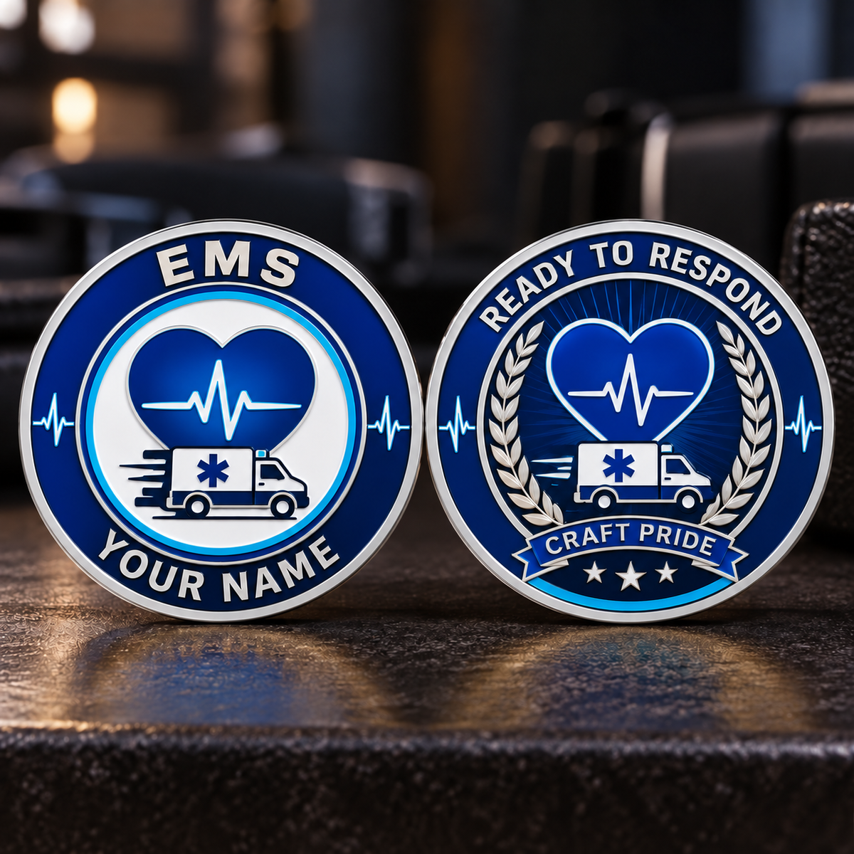 Personalized EMS Challenge Coin - Heritage Tribute - Silver