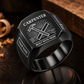 Personalized Carpenter Engraved Signet Ring - Sunburst Legacy - Black