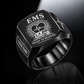 Personalized EMS Engraved Signet Ring - Sunburst Legacy - Black