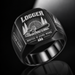 Personalized Logger Engraved Signet Ring - Sunburst Legacy - Black