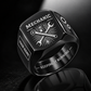 Personalized Mechanic Engraved Signet Ring - Sunburst Legacy - Black