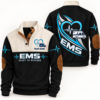 Personalized EMS Sports Sweatshirt - Heritage Collar - Black