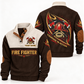 Personalized Fire Fighter Sports Sweatshirt - Heritage Collar - Brown
