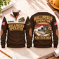 Bulldozer Operator Plan Check Grade Sports Sweatshirt in Brown, front and back views with tracked bulldozer, construction plan and pencil artwork