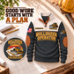 Bulldozer Operator Plan Check Grade Sports Sweatshirt in Grey, front view with back artwork detail on a planning desk