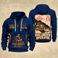 Bulldozer Operator Blueprint Quarter Zip Hoodie in Navy, front and back views with tracked bulldozer engineering artwork and sample since 2005 and Your name lettering.