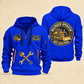 Bulldozer Operator Built with Pride Quarter Zip Hoodie in Blue, front and back, with tracked bulldozer artwork and printed since 2005 and Your name samples
