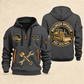 Bulldozer Operator Built with Pride Quarter Zip Hoodie in Gray, front and back, with tracked bulldozer artwork and printed since 2005 and Your name samples