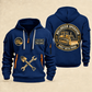 Bulldozer Operator Built with Pride Quarter Zip Hoodie in Navy, front and back, with tracked bulldozer artwork and printed since 2005 and Your name samples