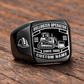 Black Bulldozer Operator Black Face Badge ring with a tracked bulldozer and front pushing blade on the black face, a hard-hat shoulder motif, and sample CUSTOM NAME and SINCE 2000 engraving.