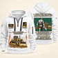 Bulldozer Operator Built for the Everyday Quarter-Zip Hoodie in White, source-supported front and back views with tracked bulldozers, broad blades, grading-plan artwork, an operator, and Your name and since 2005 sample text.