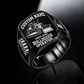 Black Bulldozer Operator Bold Lettering signet ring with a tracked bulldozer and pushing blade, track-link and blade shoulder motifs, a plain inner band, and sample CUSTOM NAME and SINCE 2000 engraving.