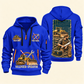 Bulldozer Operator Daily Groundwork Quarter-Zip Hoodie in Blue, complete front and back views